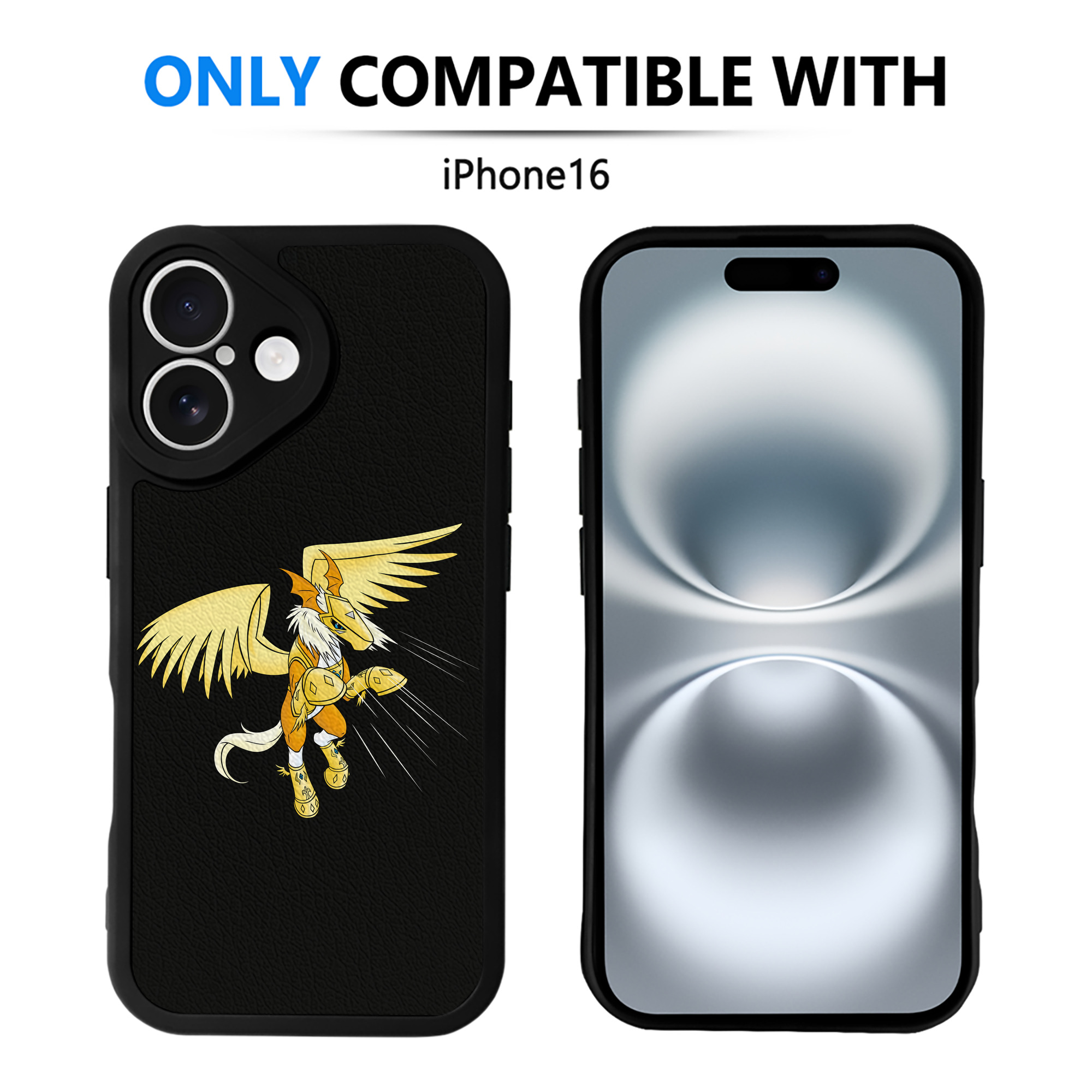 （画像用） Digimon デジタルモンスター/デジモン 【iPhone 16シリーズ対応】シリコンスマホケース（レザー調） 材質：シリコン